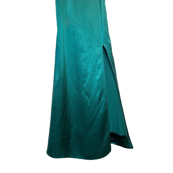 Reformation Emerald Green Satin Slip Dress Midi with Slit Evening Cocktail Party - Picture 4 of 9